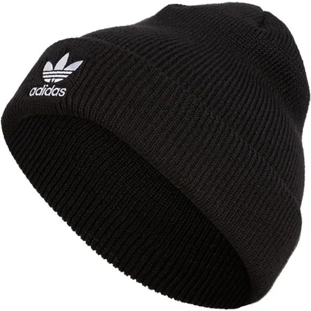 Unisex Trefoil Beanie Hat, Black